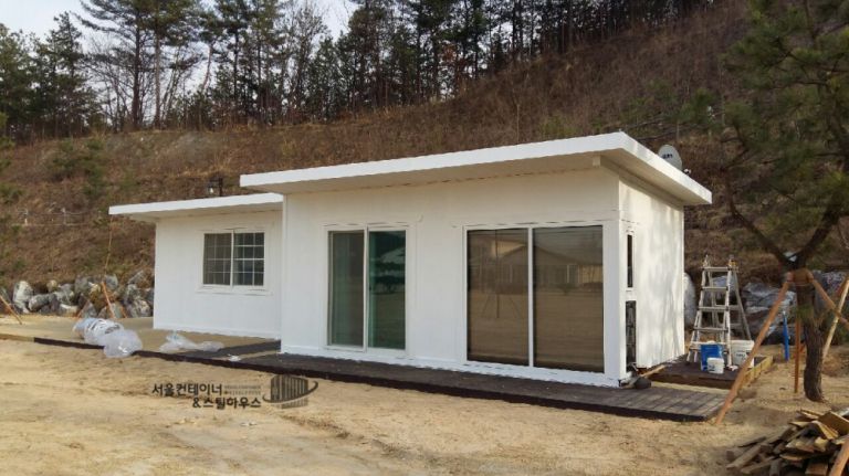   여주 점동 이동식주택, 데크 시공모습