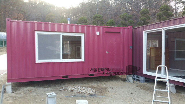 여주 점동, 단열보강, 와인색 컨테이너 주문제작